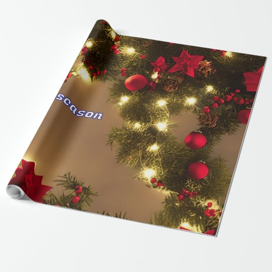 Patroon van de kerstboom met rode bogen cadeaupapier (Uitgerold)