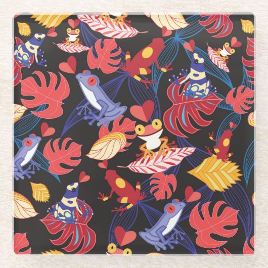 Patroon van de lammeren kikkers 2 glazen onderzetter (Voorkant)