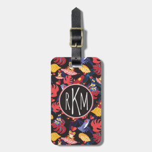 Patroon van de lammeren kikkers   Monogram Bagagelabel