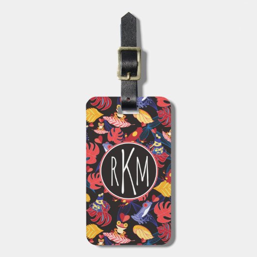 Patroon van de lammeren kikkers | Monogram Bagagelabel (Voorkant verticaal)