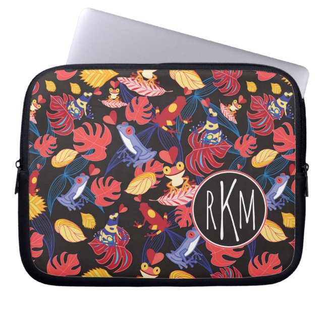 Patroon van de lammeren kikkers | Monogram Laptop Sleeve (Voorkant)