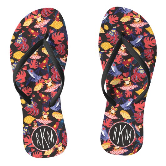 Patroon van de lammeren kikkers | Monogram Teenslippers (Voetbed)