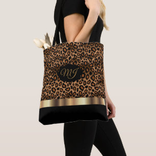 Patroon van de Luipaard van het monogram het Tote Bag