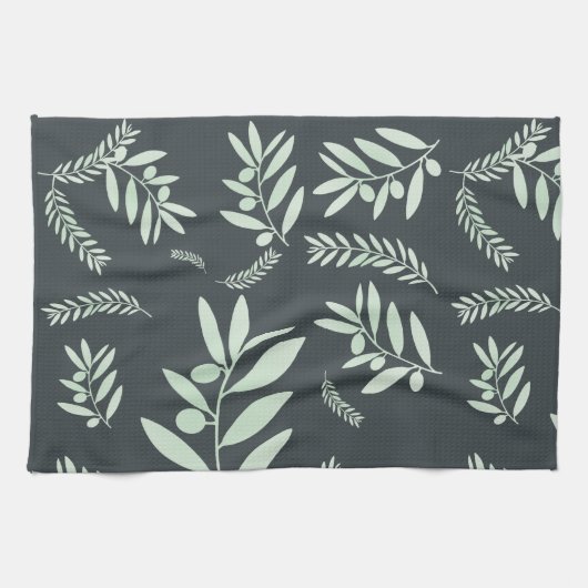 patroon van de natuurlijke olijftak theedoek (Horizontaal)