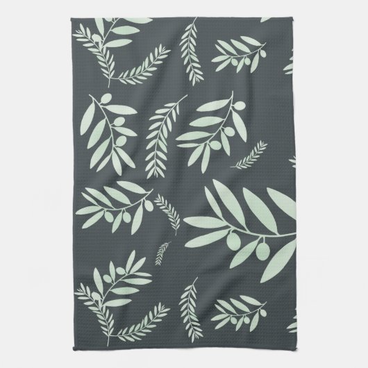 patroon van de natuurlijke olijftak theedoek (Verticaal)