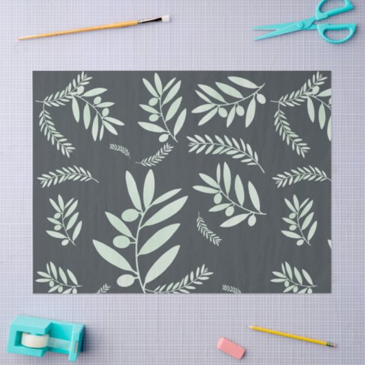 patroon van de natuurlijke olijftak tissuepapier (Craft)