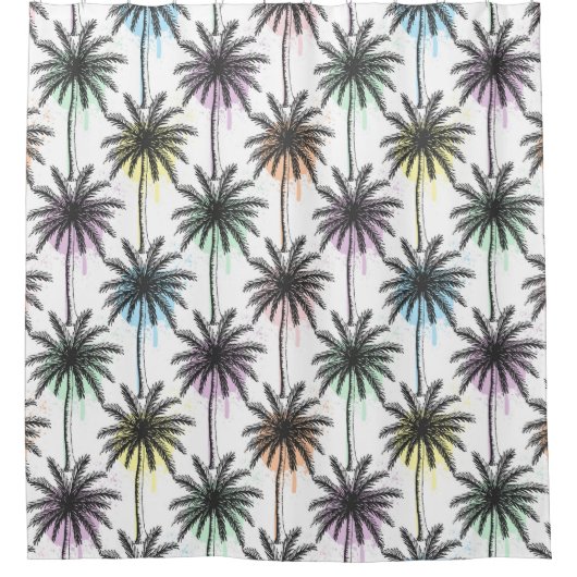 Patroon van de palmboom van de verfdaling douchegordijn (Voorkant)