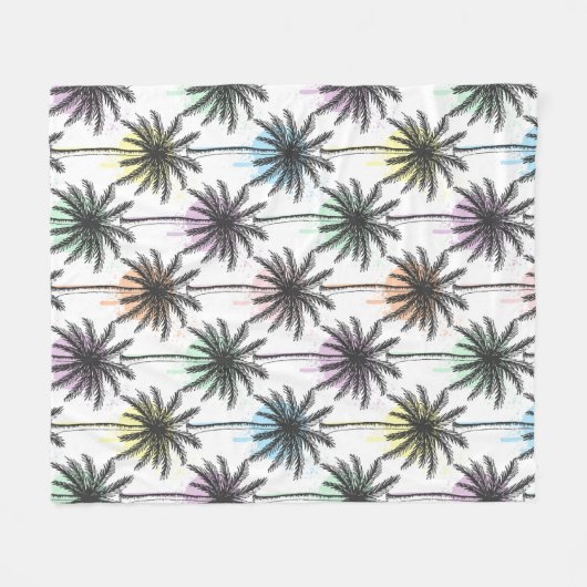 Patroon van de palmboom van de verfdaling fleece deken (Voorkant (Horizontaal))