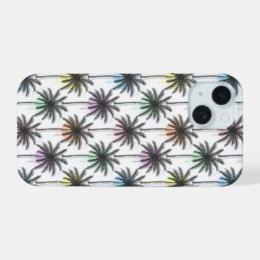 Patroon van de palmboom van de verfdaling iPhone 15 case (Achterkant horizontaal)