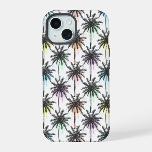 Patroon van de palmboom van de verfdaling iPhone 15 case (Achterkant)