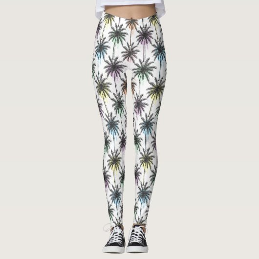 Patroon van de palmboom van de verfdaling leggings (Voorkant)