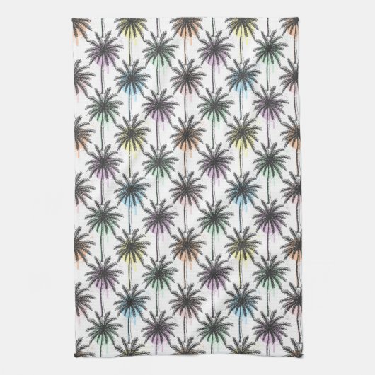 Patroon van de palmboom van de verfdaling theedoek (Verticaal)