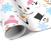 Patroon van de sneeuwpoppen en sneeuwvlokken cadeaupapier (Rol Hoek)