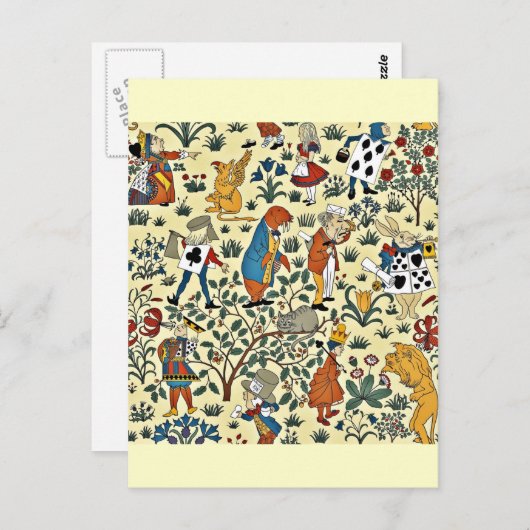 patroon van de Stof van Alice en van Vrienden Briefkaart (Voorkant / Achterkant)