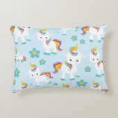Patroon van de Unicorns, Cute Unicorns, Flowers Accent Kussen (Voorkant)
