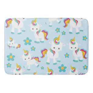 Patroon van de Unicorns, Cute Unicorns, Flowers Badmat
