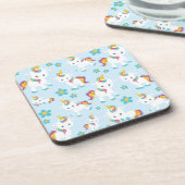 Patroon van de Unicorns, Cute Unicorns, Flowers Bier Onderzetter (Linkerzijde)