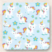 Patroon van de Unicorns, Cute Unicorns, Flowers Bier Onderzetter (Voorkant)