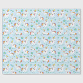 Patroon van de Unicorns, Cute Unicorns, Flowers Cadeaupapier (Vlak)