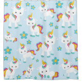 Patroon van de Unicorns, Cute Unicorns, Flowers Douchegordijn (Voorkant)