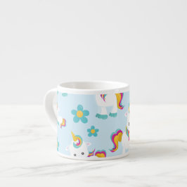 Patroon van de Unicorns, Cute Unicorns, Flowers Espresso Kop