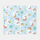 Patroon van de Unicorns, Cute Unicorns, Flowers Fleece Deken (Voorkant (Horizontaal))