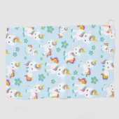Patroon van de Unicorns, Cute Unicorns, Flowers Golfhanddoek (Horizontaal)
