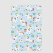 Patroon van de Unicorns, Cute Unicorns, Flowers Golfhanddoek (Voorkant)