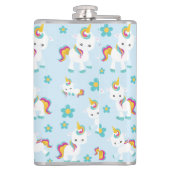 Patroon van de Unicorns, Cute Unicorns, Flowers Heupfles (Achterkant)