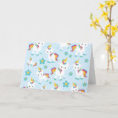 Patroon van de Unicorns, Cute Unicorns, Flowers Kaart (Gele Bloem)