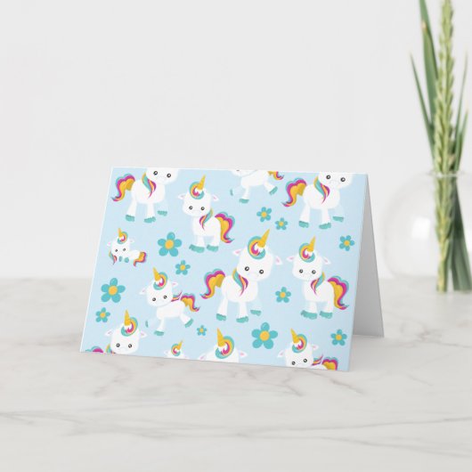 Patroon van de Unicorns, Cute Unicorns, Flowers Kaart (Voorkant)