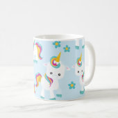 Patroon van de Unicorns, Cute Unicorns, Flowers Koffiemok (Voorkant rechts)