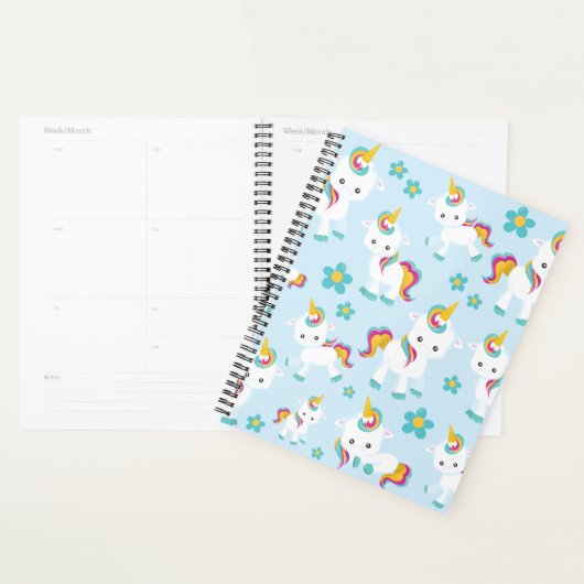 Patroon van de Unicorns, Cute Unicorns, Flowers Planner (Display)