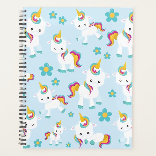 Patroon van de Unicorns, Cute Unicorns, Flowers Planner (Voorkant)