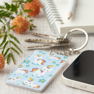 Patroon van de Unicorns, Cute Unicorns, Flowers Sleutelhanger