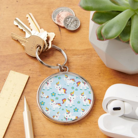 Patroon van de Unicorns, Cute Unicorns, Flowers Sleutelhanger (Bureau)