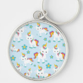 Patroon van de Unicorns, Cute Unicorns, Flowers Sleutelhanger (Voorkant)