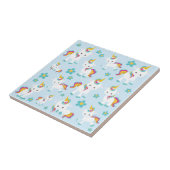 Patroon van de Unicorns, Cute Unicorns, Flowers Tegeltje (Zijkant)
