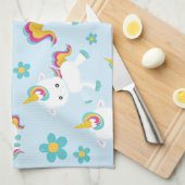 Patroon van de Unicorns, Cute Unicorns, Flowers Theedoek (Quarter Fold)
