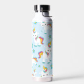 Patroon van de Unicorns, Cute Unicorns, Flowers Waterfles (Links)