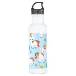 Patroon van de Unicorns, Cute Unicorns, Flowers Waterfles