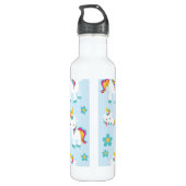 Patroon van de Unicorns, Cute Unicorns, Flowers Waterfles (Achterkant)