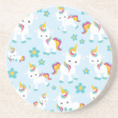 Patroon van de Unicorns, Cute Unicorns, Flowers Zandsteen Onderzetter (Voorkant)