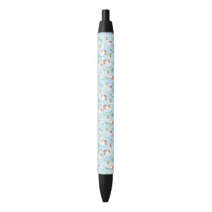 Patroon van de Unicorns, Cute Unicorns, Flowers Zwarte Inkt Pen