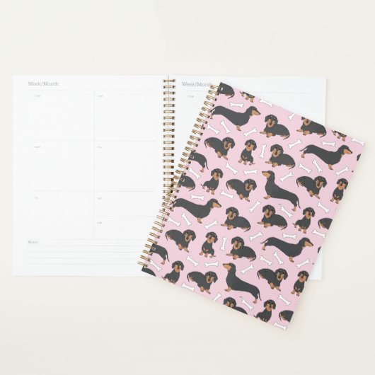 patroon van de variëteit dachshund in roze planner (Display)
