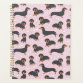patroon van de variëteit dachshund in roze planner (Voorkant)