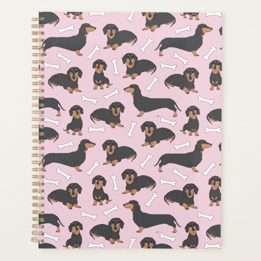 patroon van de variëteit dachshund in roze planner (Voorkant)