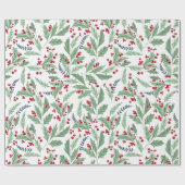  patroon van de waterverf van holbessen op bloem cadeaupapier (Vlak)