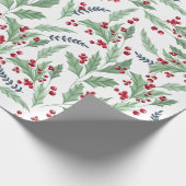  patroon van de waterverf van holbessen op bloem cadeaupapier (Hoek)