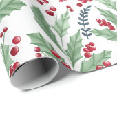  patroon van de waterverf van holbessen op bloem cadeaupapier (Rol Hoek)